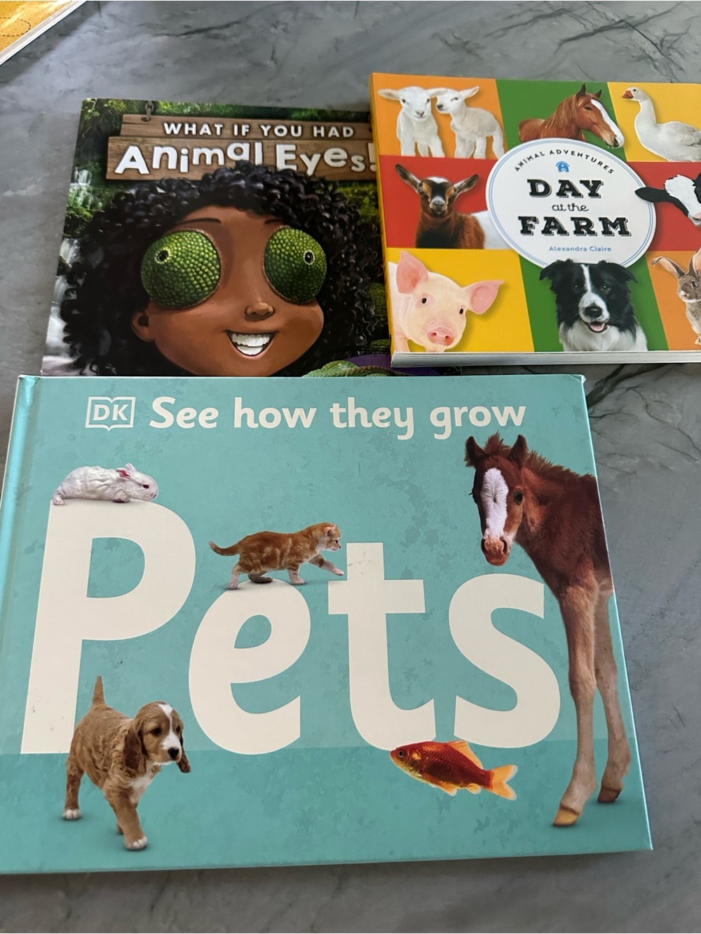 Lot of 3-Pets, Farm, Animal Eyes- Children's Book